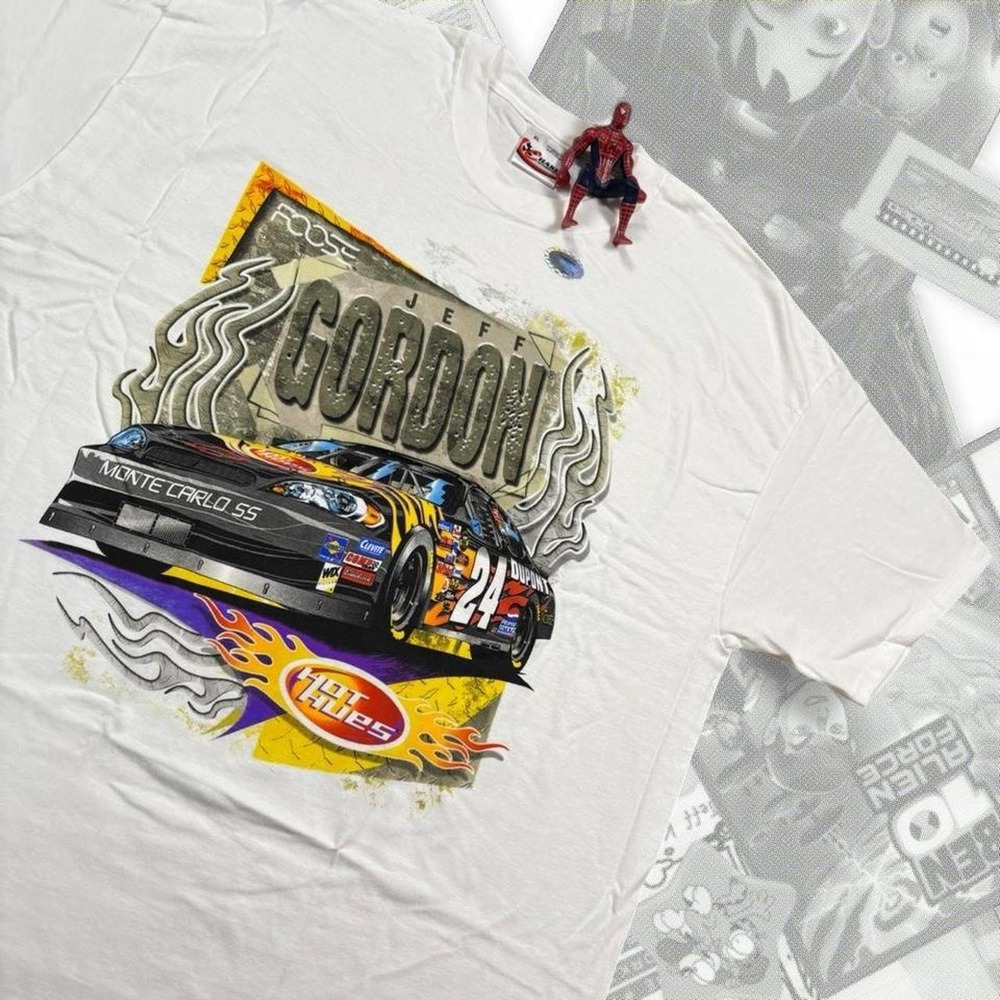 Nascar Chase Authentics Jeff Gordon Hot Hues Flames Graphic Tee White Mens XL
